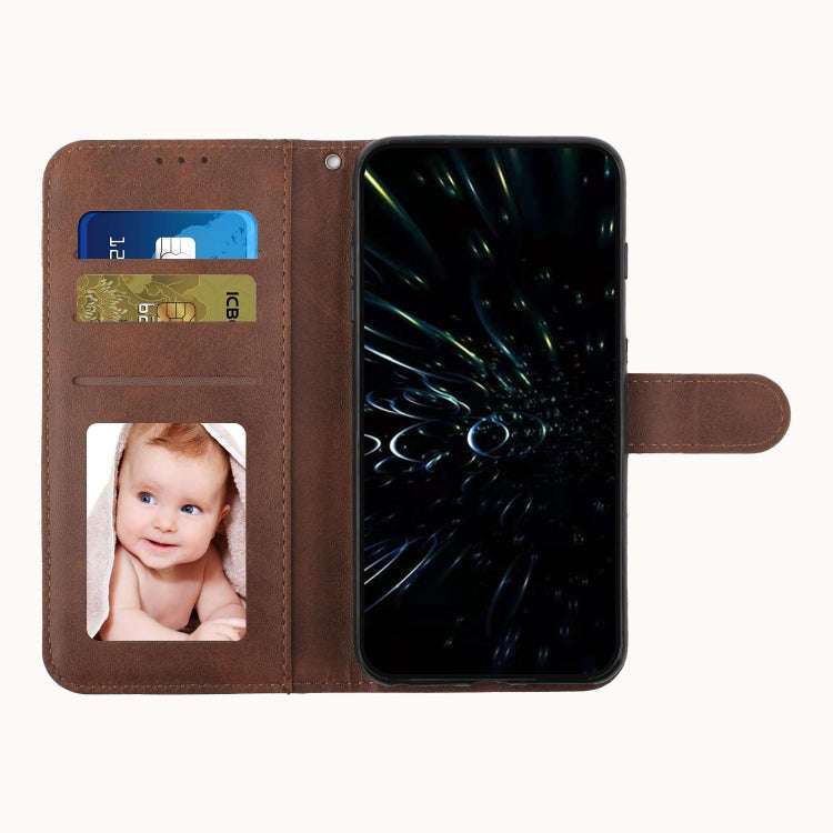 For Tecno Spark 8 Pro Stitching Calf Texture Buckle Leather Phone Case(Brown)