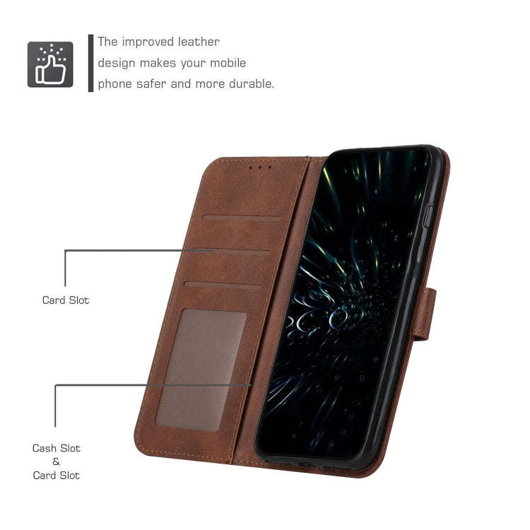 For Tecno Spark 8 Pro Stitching Calf Texture Buckle Leather Phone Case(Brown)