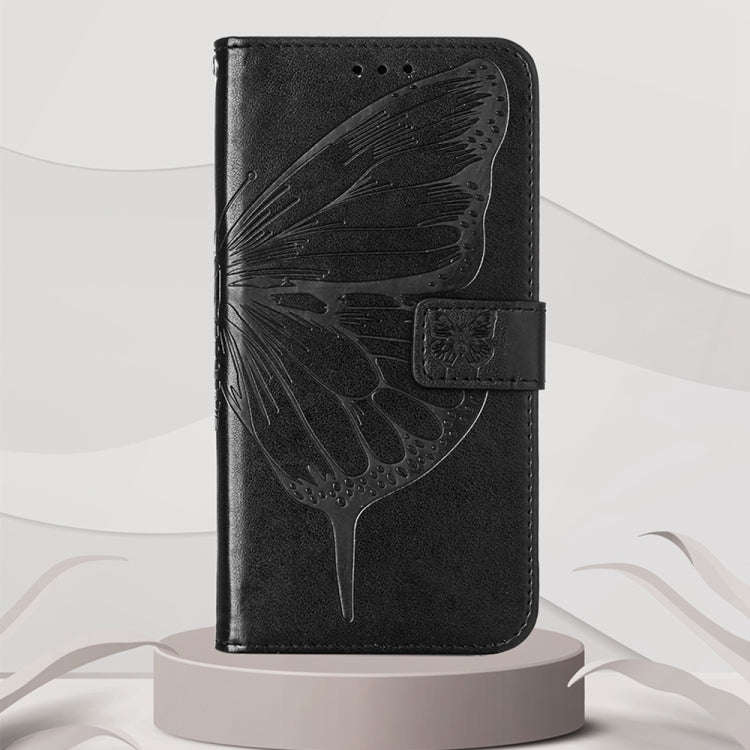 For Motorola Moto G Power 2022 Embossed Butterfly Leather Phone Case(Black)