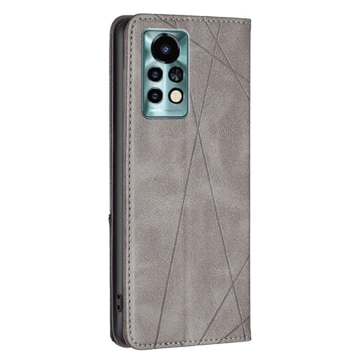 For Infinix Note 11 Pro Rhombus Texture Magnetic Leather Phone Case(Grey)