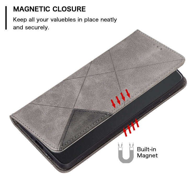 For Infinix Note 11 Pro Rhombus Texture Magnetic Leather Phone Case(Grey)