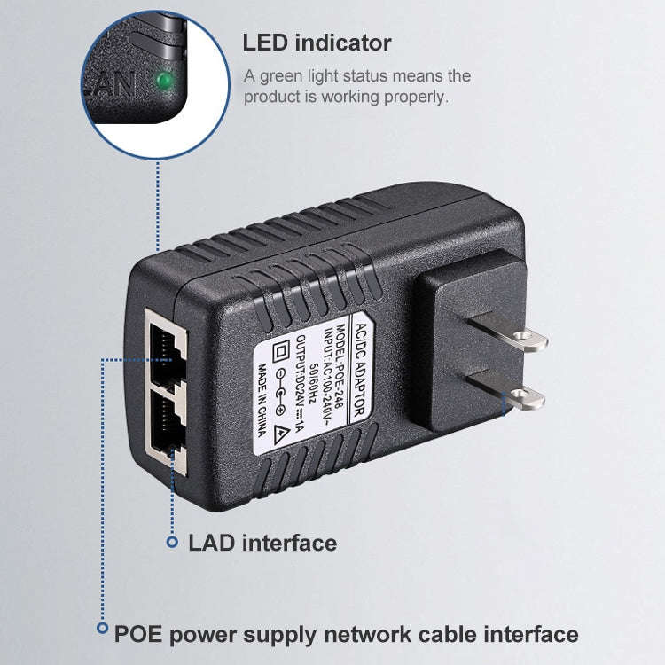 24V 1A Router AP Wireless POE / LAD Power Adapter, US Plug