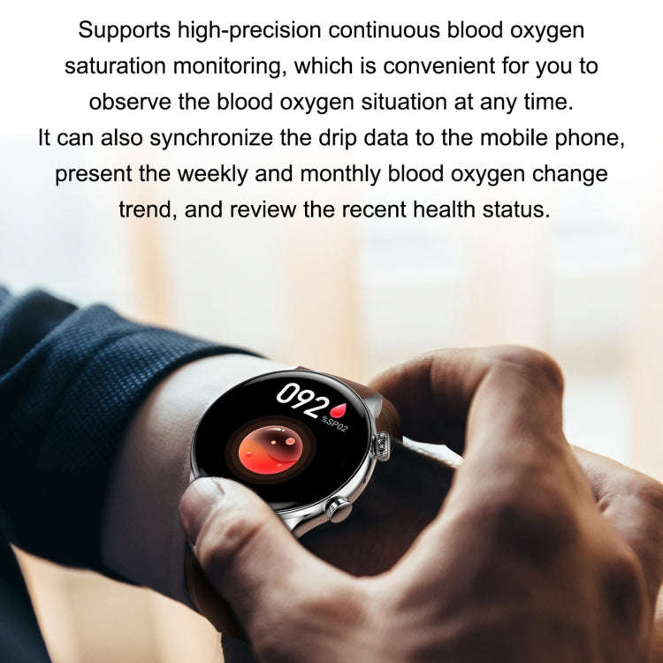 HK8Pro 1.36 inch AMOLED Screen Leather Strap Smart Watch, Support NFC Function / Blood Oxygen Mon...