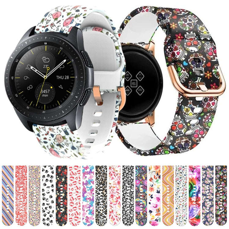 For Galaxy Watch 42mm Silicone Watch Band(White Skull)
