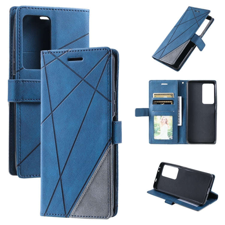 For Xiaomi Redmi K40S Skin Feel Splicing Leather Phone Case(Blue)