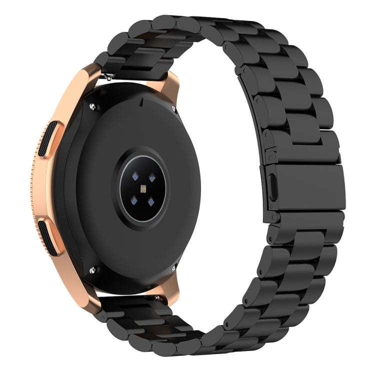For Galaxy Watch 42mm Three Pearl Steel Watch Band(Black)