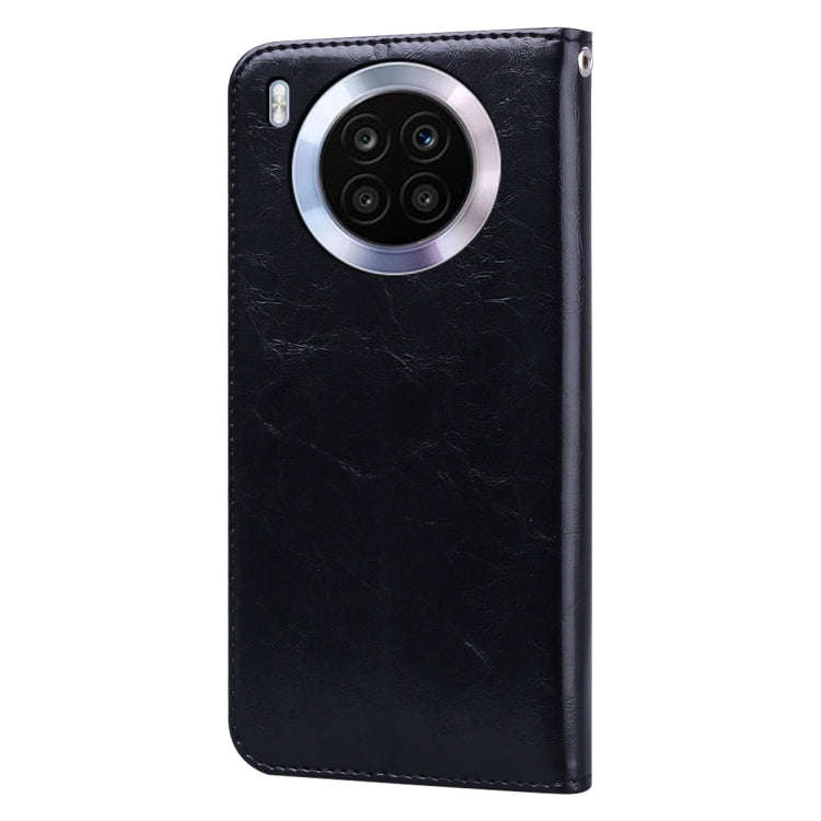 For Huawei nova 8i Oil Wax Texture Leather Phone Case(Black)