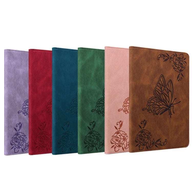 For Huawei MatePad Pro 10.8 2021 Butterfly Flower Embossed Leather Tablet Case(Brown)