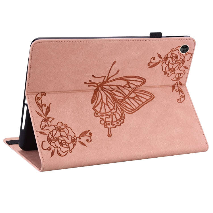 For Huawei MatePad T 10s/Enjoy Tablet 2 Butterfly Flower Embossed Leather Tablet Case(Rose Gold)