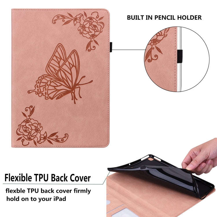 For Huawei MatePad T 10s/Enjoy Tablet 2 Butterfly Flower Embossed Leather Tablet Case(Rose Gold)