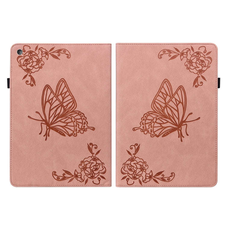 For Amazon Kindle Fire HD 8 2018/2017/2016/2015 Butterfly Flower Embossed Leather Tablet Case(Ros...