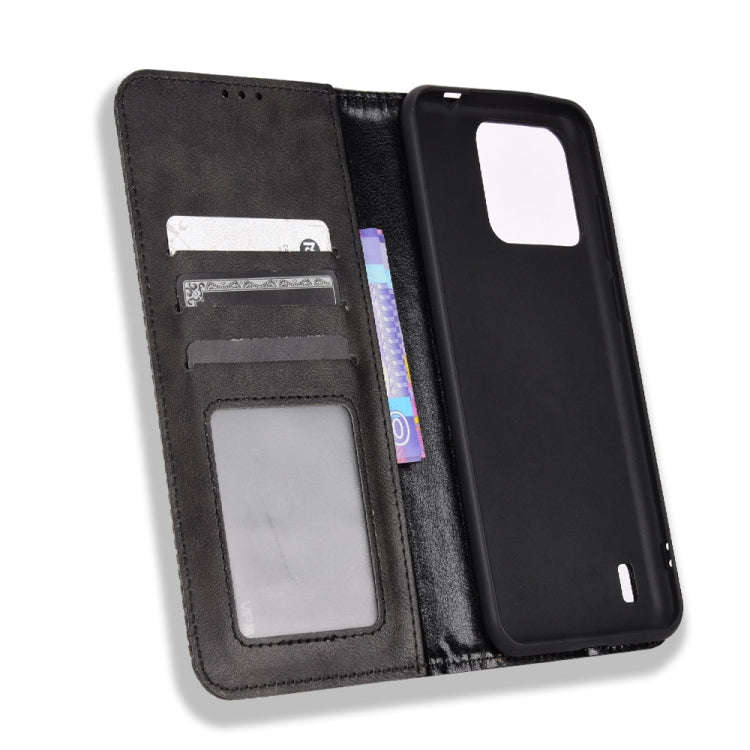 For Blackview A55 Pro Magnetic Buckle Retro Texture Leather Phone Case(Black)