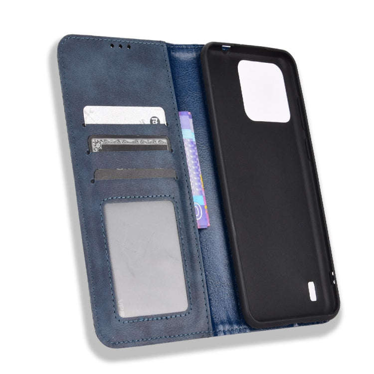For Blackview A55 Pro Magnetic Buckle Retro Texture Leather Phone Case(Blue)
