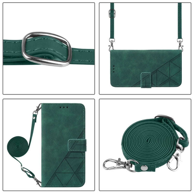 For Itel P37/Vision 2S/P651L Crossbody 3D Embossed Flip Leather Phone Case(Dark Green)