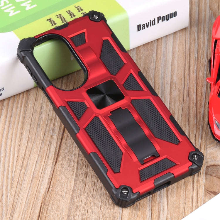 For Motorola Edge 30 Pro Shockproof TPU + PC Magnetic Protective Phone Case with Holder(Red)