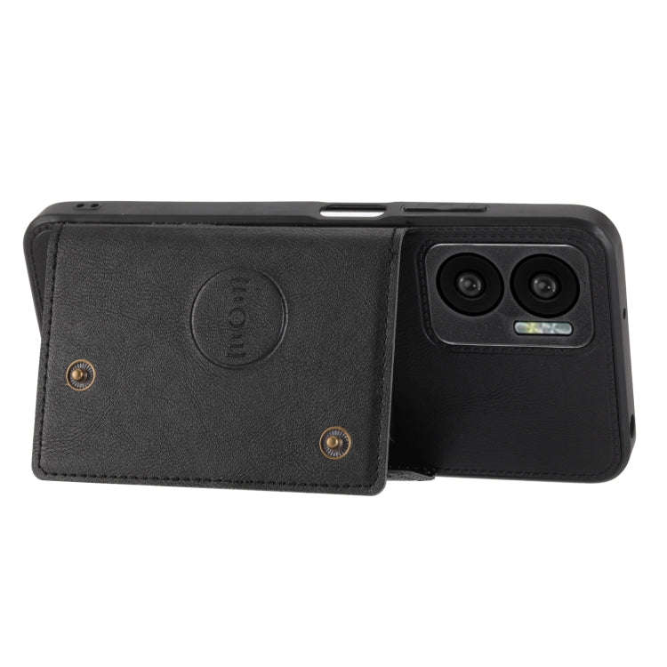 For Xiaomi Redmi Note 11E Double Buckle PU + TPU Shockproof Magnetic Phone Case(Black)