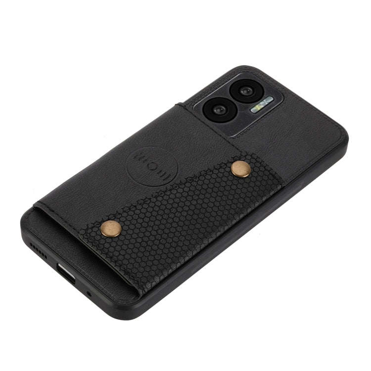 For Xiaomi Redmi Note 11E Double Buckle PU + TPU Shockproof Magnetic Phone Case(Black)