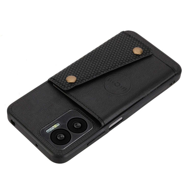 For Xiaomi Redmi Note 11E Double Buckle PU + TPU Shockproof Magnetic Phone Case(Black)