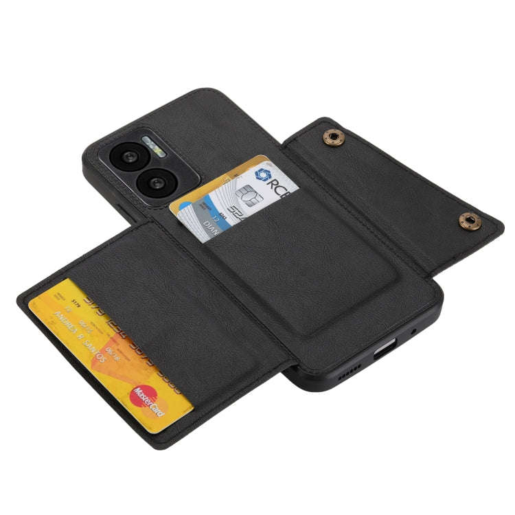 For Xiaomi Redmi Note 11E Double Buckle PU + TPU Shockproof Magnetic Phone Case(Black)