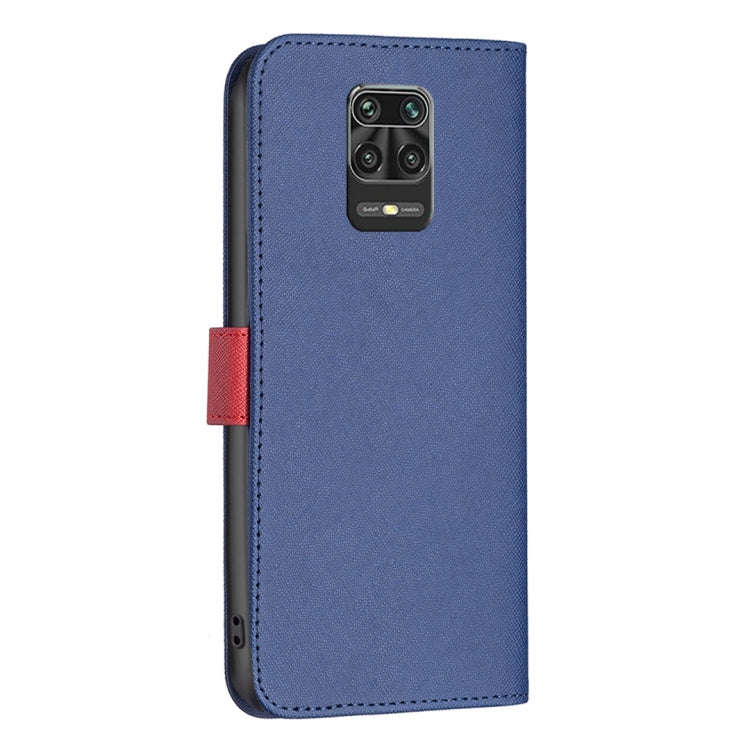 For Xiaomi Redmi Note 9 Pro Max BF13 Color Matching Cross Texture Leather Phone Case(Blue)