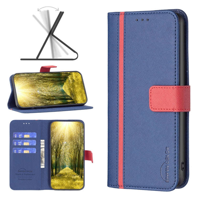 For Xiaomi Redmi Note 9 BF13 Color Matching Cross Texture Leather Phone Case(Blue)