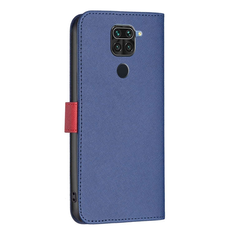 For Xiaomi Redmi Note 9 BF13 Color Matching Cross Texture Leather Phone Case(Blue)