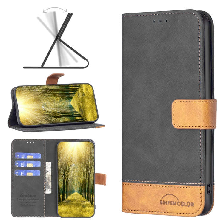 For Motorola Moto E40 / E30 BF11 Color Matching Skin Feel Leather Phone Case(Black)