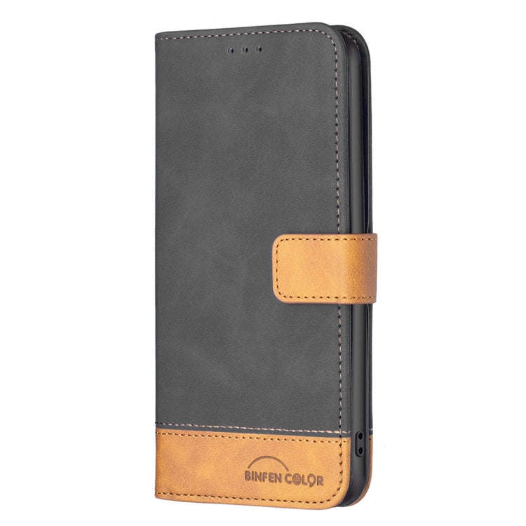 For Motorola Moto E40 / E30 BF11 Color Matching Skin Feel Leather Phone Case(Black)