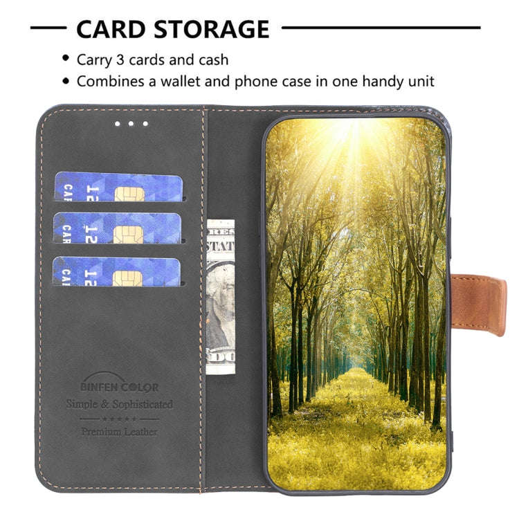 For Motorola Moto E40 / E30 BF11 Color Matching Skin Feel Leather Phone Case(Black)