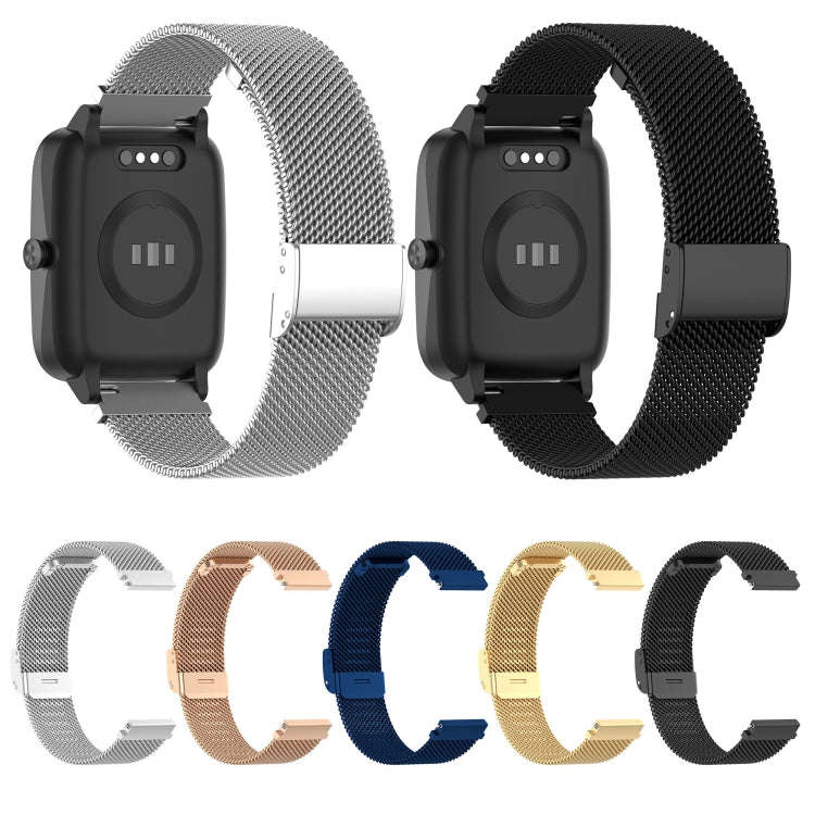 19mm Snap-fit Stainless Steel Mesh Watch Band(Blue)