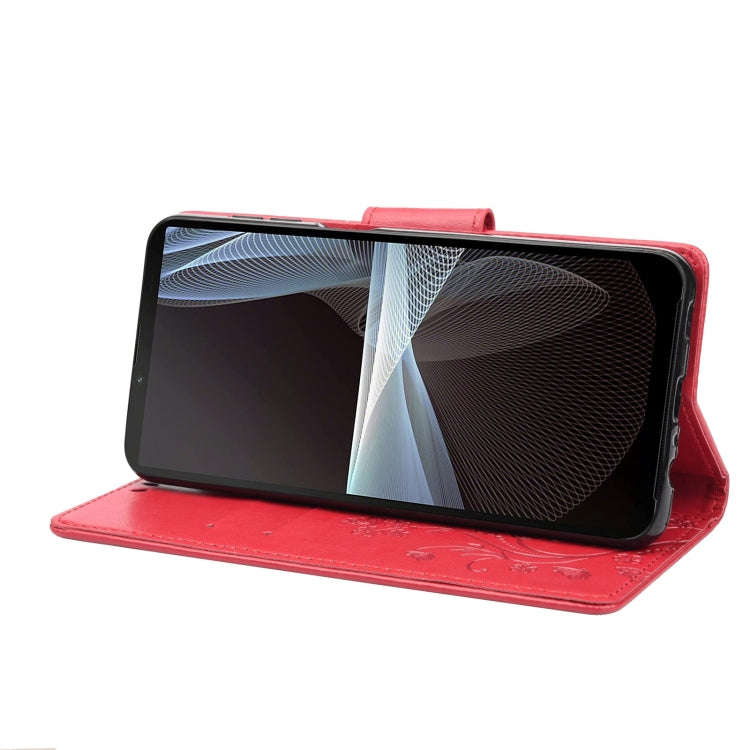 For Sony Xperia 10 IV Embossed Butterfly Pattern Flip Leather Phone Case(Red)