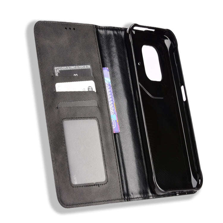 For Ulefone Power Armor 14 / 14 Pro Magnetic Buckle Retro Texture Leather Phone Case(Black)
