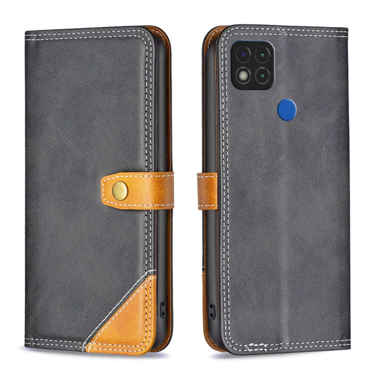 For Xiaomi Redmi 9C / 10A Color Matching Double Sewing Thread Leather Phone Case(Black)