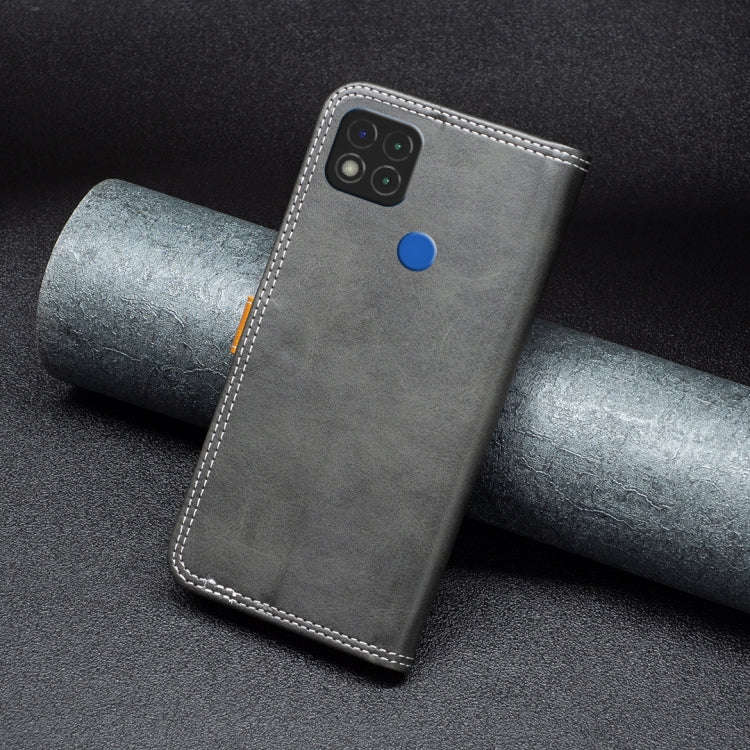 For Xiaomi Redmi 9C / 10A Color Matching Double Sewing Thread Leather Phone Case(Black)