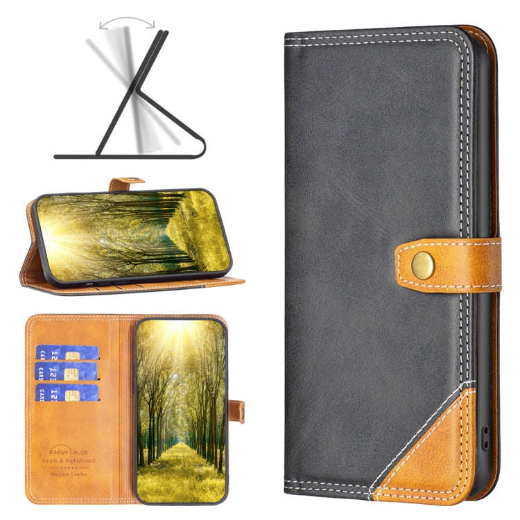 For Xiaomi Redmi 10 5G / Note 11E Color Matching Double Sewing Thread Leather Phone Case(Black)