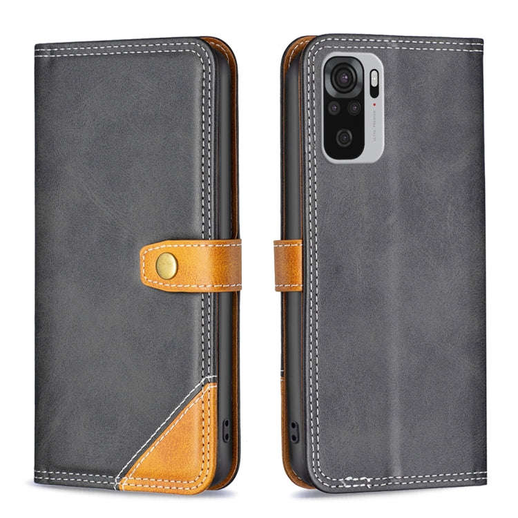 For Xiaomi Redmi Note 10S Color Matching Double Sewing Thread Leather Phone Case(Black)