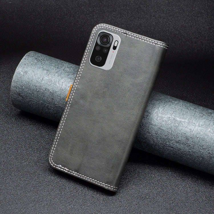 For Xiaomi Redmi Note 10S Color Matching Double Sewing Thread Leather Phone Case(Black)