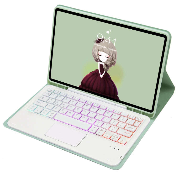 T07B-AS Skin Feel Pen Slot Touch Pad Backlight Bluetooth Keyboard Leather Tablet Case For iPad 9....