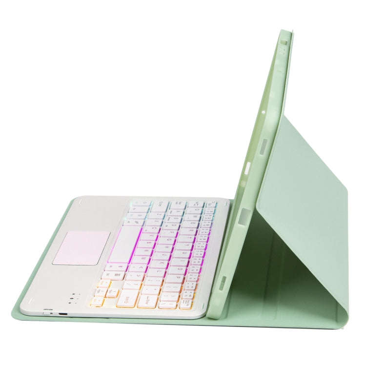 T07B-AS Skin Feel Pen Slot Touch Pad Backlight Bluetooth Keyboard Leather Tablet Case For iPad 9....
