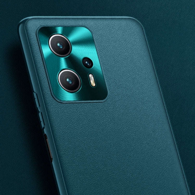 For Xiaomi Redmi Note 11T 5G Plain Skin Leather Phone Case(Cyan)