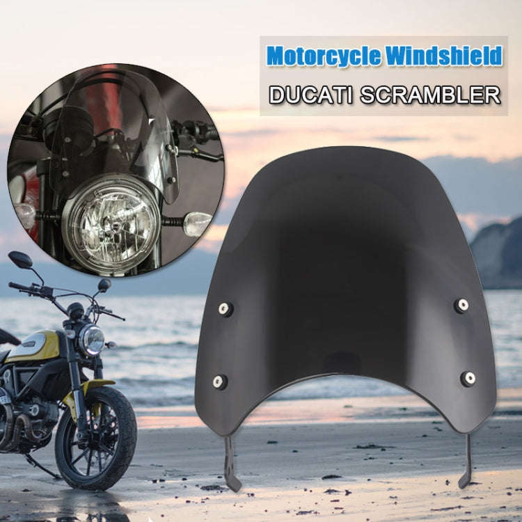 XRL-DF-7654 Motorcycle Headlight Retro Windshield for DUCATI(Transparent Grey)