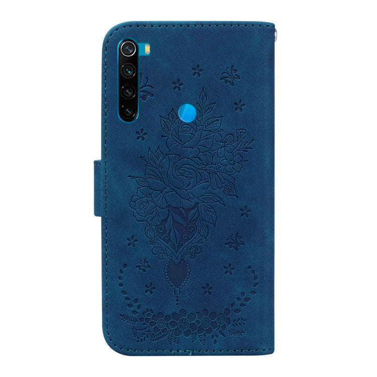 For Xiaomi Redmi Note 8T Butterfly Rose Embossed Leather Phone Case(Blue)