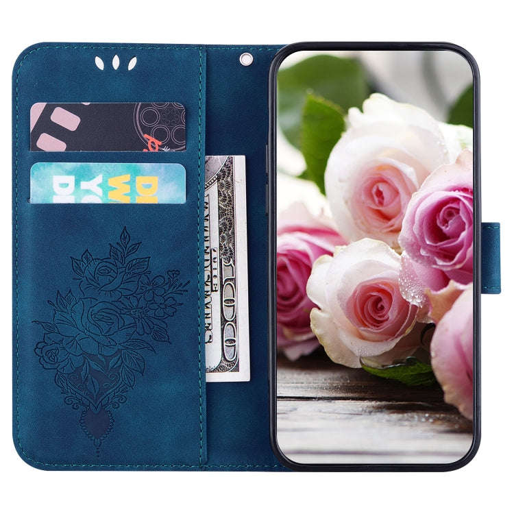 For Xiaomi Redmi 10C Butterfly Rose Embossed Leather Phone Case(Blue)