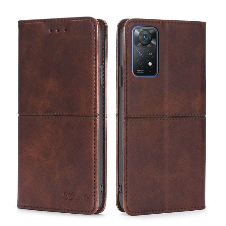 For Xiaomi Redmi Note 11 Pro 4G/Redmi Note11 Pro 5G Global Cow Texture Magnetic Horizontal Flip L...