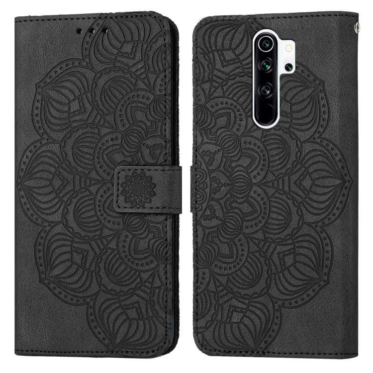 For Xiaomi Redmi 9 Mandala Embossed Flip Leather Phone Case(Black)