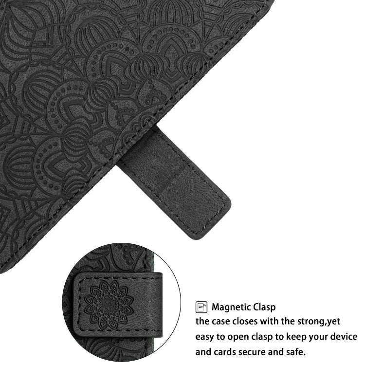 For Xiaomi Redmi 9 Mandala Embossed Flip Leather Phone Case(Black)
