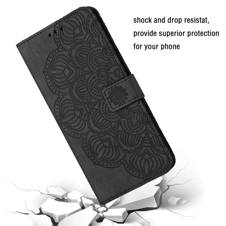 For Xiaomi Redmi 9A Mandala Embossed Flip Leather Phone Case(Black)