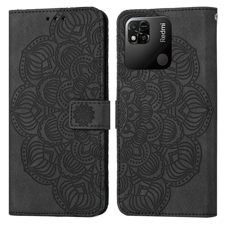 For Xiaomi Redmi 10C Mandala Embossed Flip Leather Phone Case(Black)