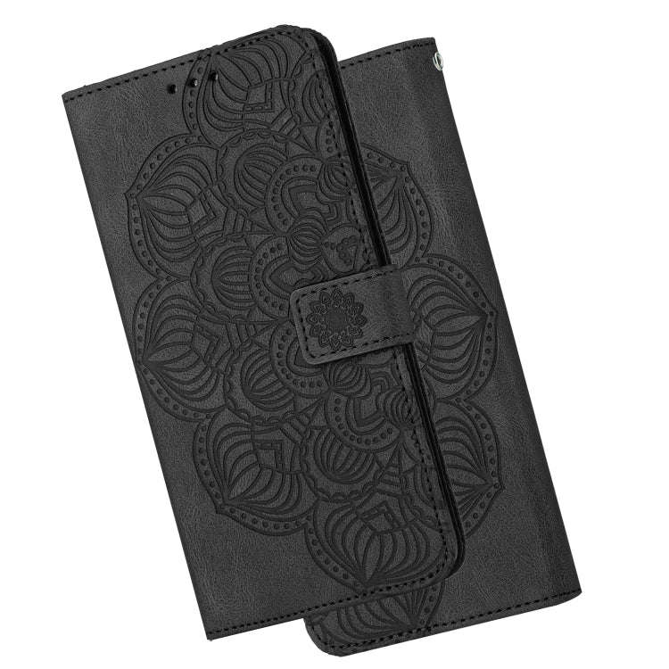 For Xiaomi Redmi 10C Mandala Embossed Flip Leather Phone Case(Black)