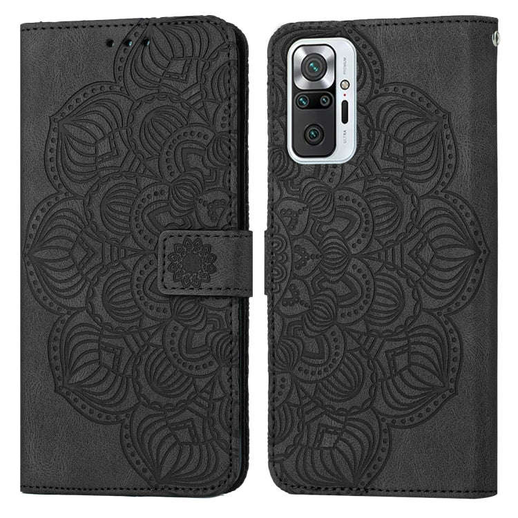 For Xiaomi Redmi Note 10 Pro 4G Mandala Embossed Flip Leather Phone Case(Black)